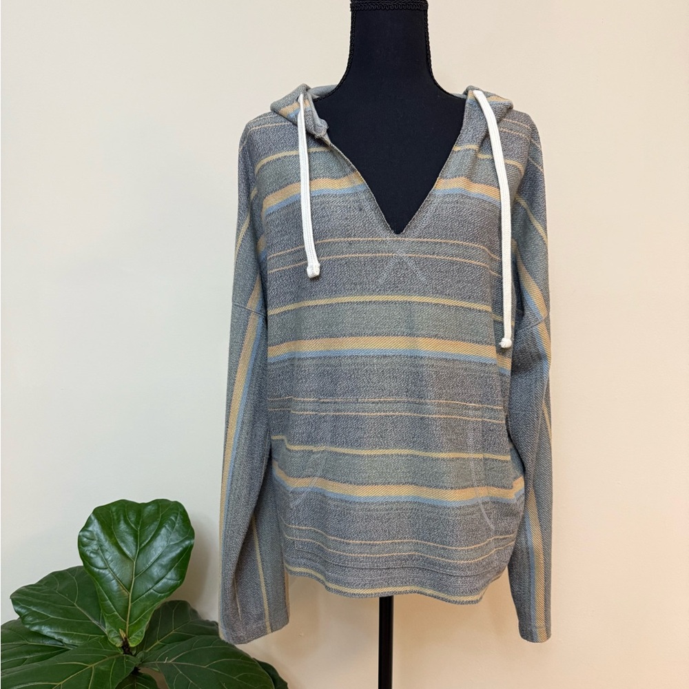 O'Neill Striped Beach Hoodie Oversized Pullover Large